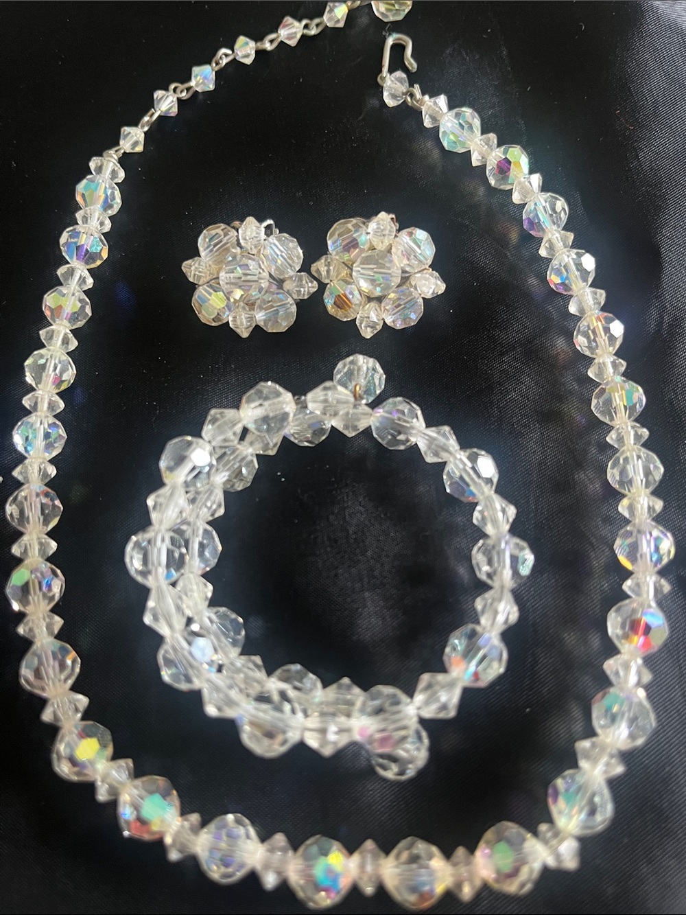 Vintage single strand  Aurora Borealis necklace , bracelet & earrings - Picture 2 of 10